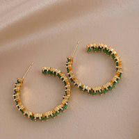 Emerald Green Crystal Hoop Earrings – Esme-State of Style