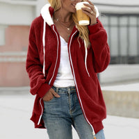 Emilia Oversized Warm Teddy Zip Vest-Red-S-State of Style