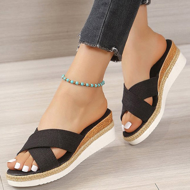 Emma - Orthopedische Bruine Espadrilles Slippers-Zwart-34-State of Style