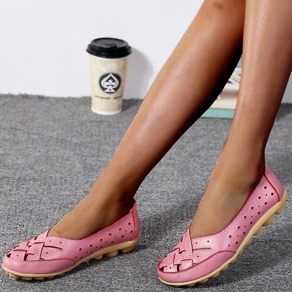 Emma - Orthopedische Marineblauwe Damesflats-Roze-35-State of Style