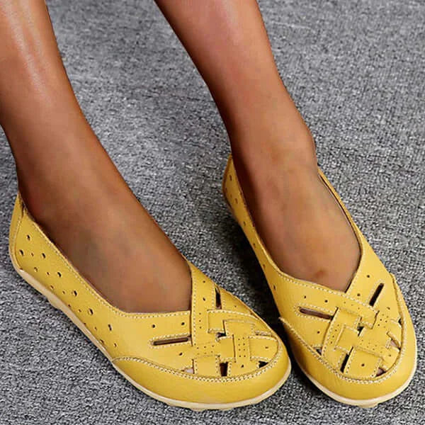 Emma - Orthopedische Witte Comfortschoenen-Geel-34-State of Style