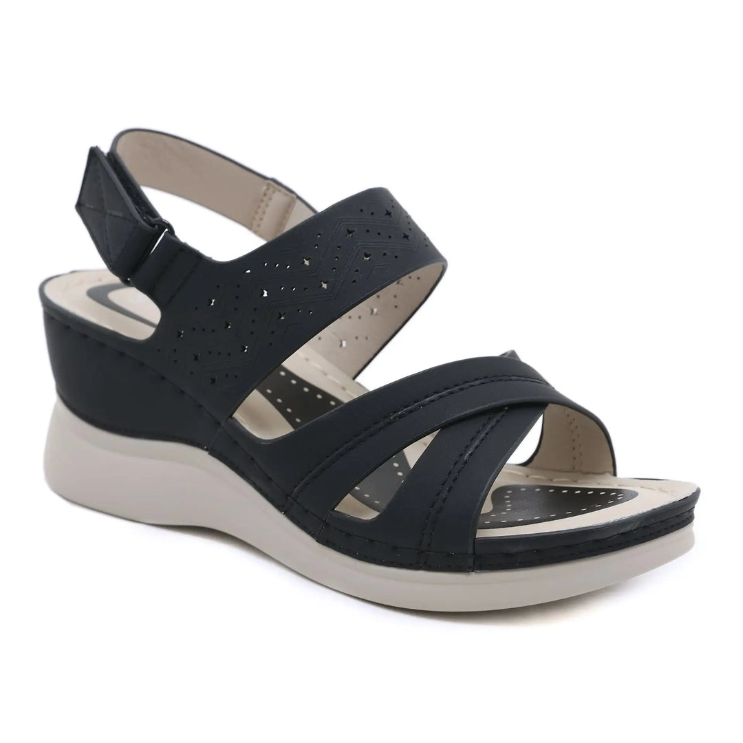 Emma - Orthopedische Zwartkleurige Sleehak Sandalen-Zwart-36-State of Style
