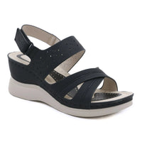 Emma - Orthopedische Zwartkleurige Sleehak Sandalen-Zwart-36-State of Style