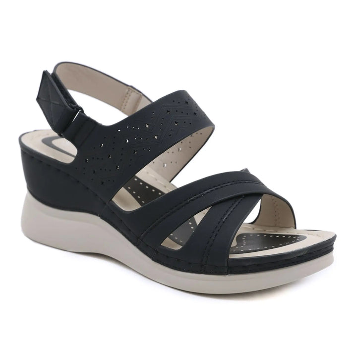 Emma - Orthopedische Zwartkleurige Sleehak Sandalen-Zwart-36-State of Style