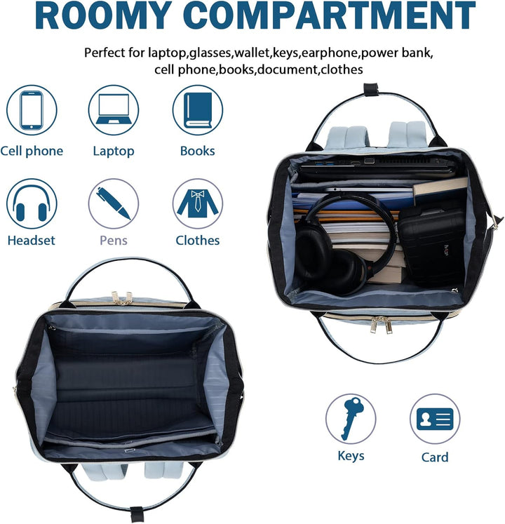 Water-Repellent Expandable Laptop Backpack with RFID Protection & USB Port