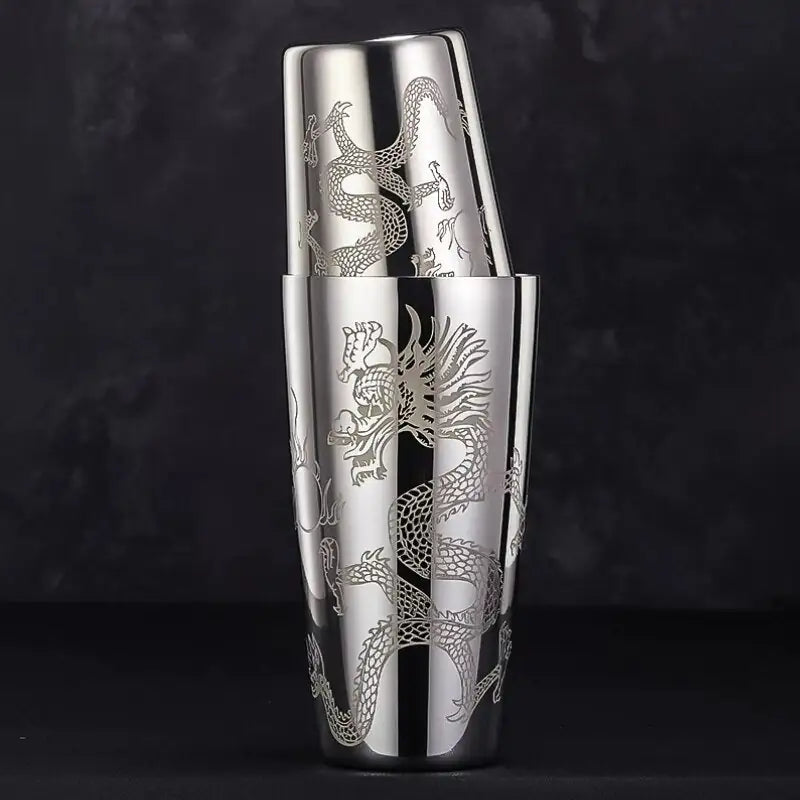 Engraved Cocktail Shaker – Mixaro-Chinese Dragon-State of Style