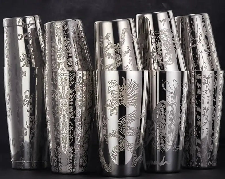 Engraved Cocktail Shaker – Mixaro-Chinese Dragon-State of Style