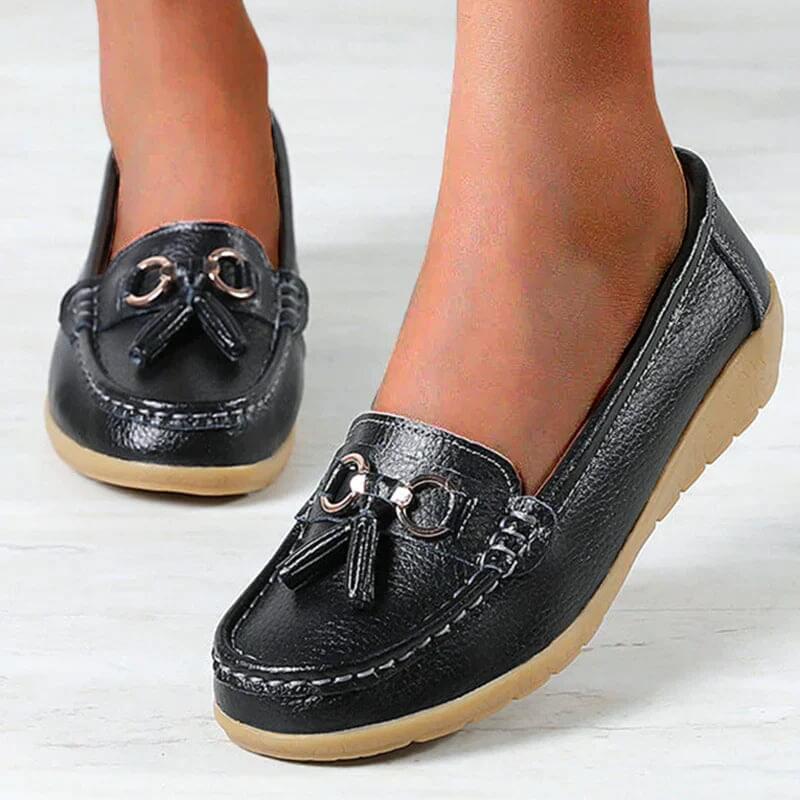Ergonomic Leather Sandals - ElegaWalk-Black-3.0-State of Style
