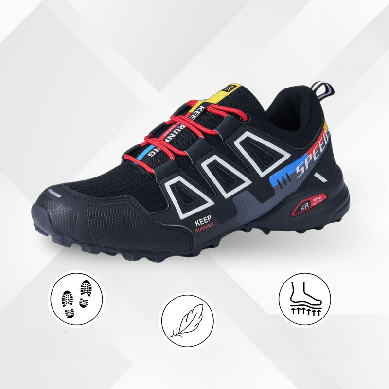 Ergonomic outdoor hiking shoes with comfort cushioning – TrailStep-Black-Blue-5-State of Style