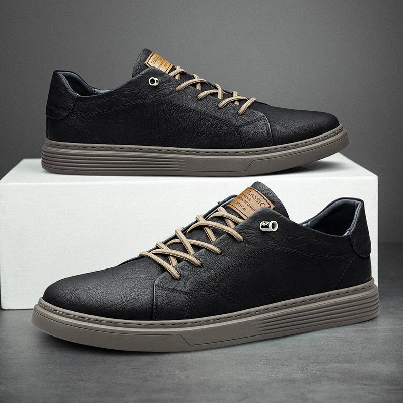 Ethan Vegan Leather Men’s Oxford Sneakers-6-Black-State of Style
