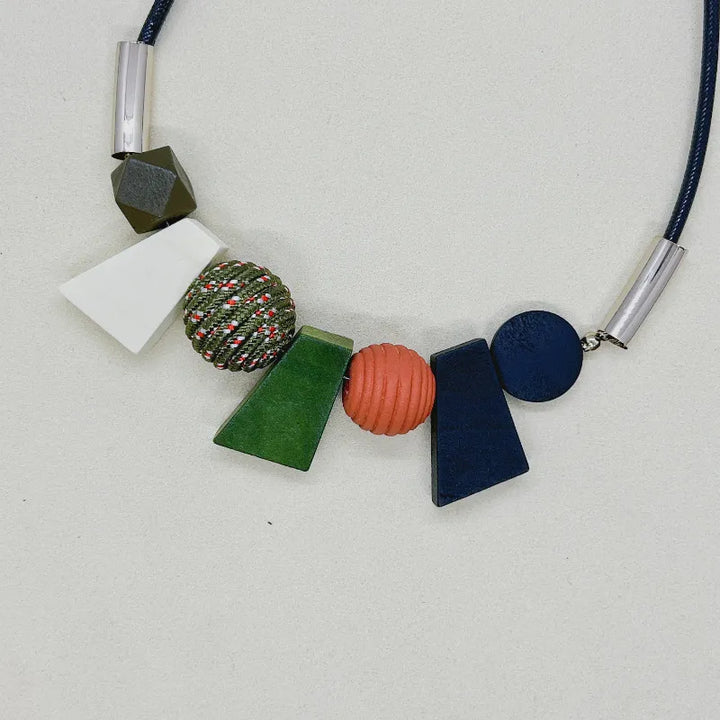 Ethnic Geometric Wooden Bead Necklace-BLACK-State of Style