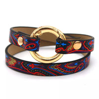 Ethnic Leather Wrap Bracelet | Stylish Women's Jewellery-Red/Blue-State of Style