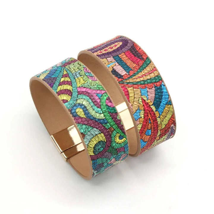 Ethnic Leather Wrap Bracelet | Women's Unique Jewellery-Red-State of Style