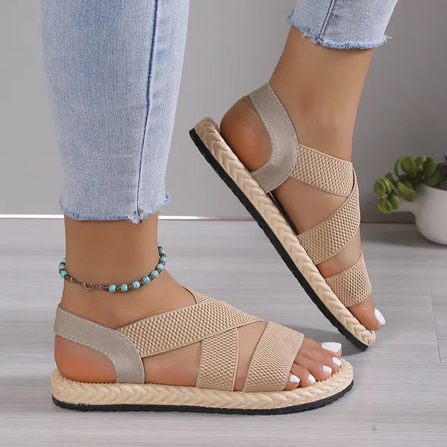 Eva - Orthopedische Beige Comfort Sandalen-Khaki-35-State of Style