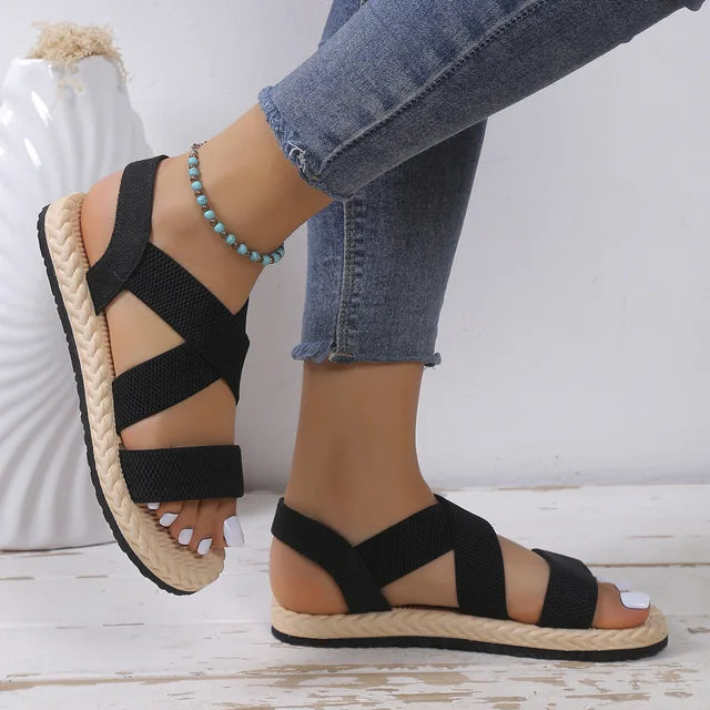 Eva - Orthopedische Beige Comfort Sandalen-Zwart-35-State of Style