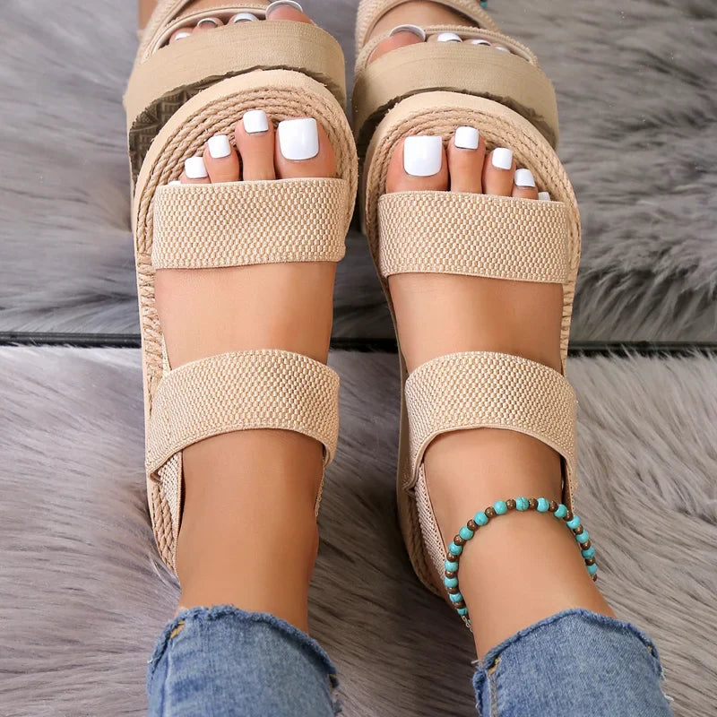 Eva - Orthopedische Beige Platform Sandalen-Beige-37 past op EUR 36-State of Style