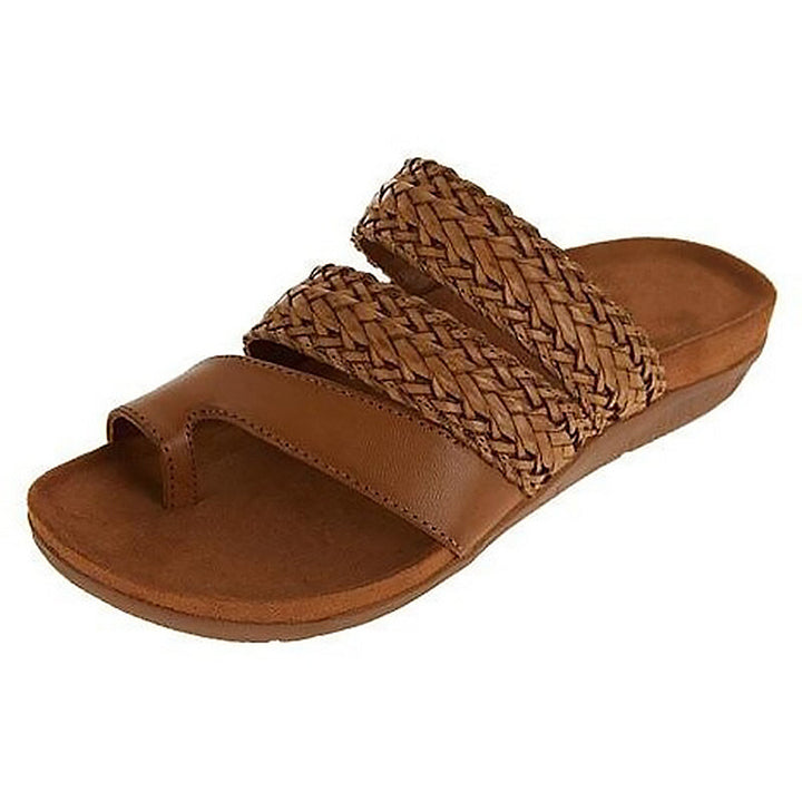 Eva - Orthopedische Gevlochten Cognac Slippers-Koffie-35-State of Style