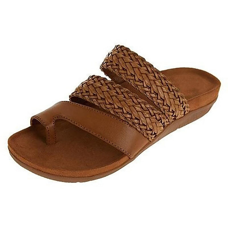 Eva - Orthopedische Gevlochten Cognac Slippers-Koffie-35-State of Style