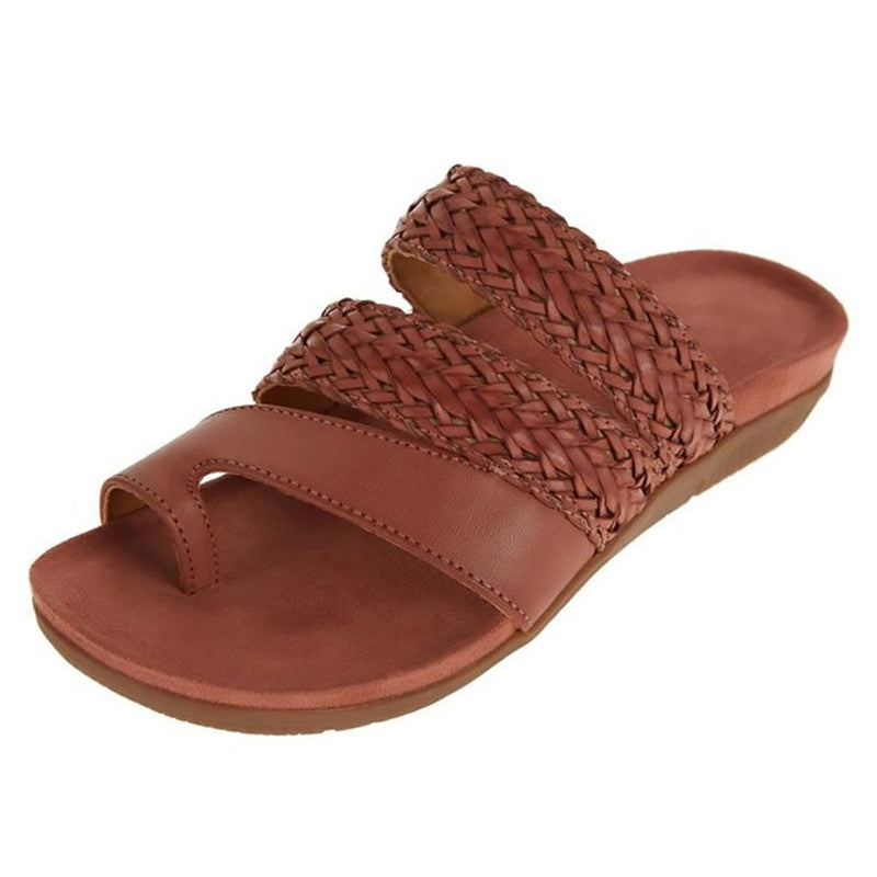 Eva - Orthopedische Gevlochten Cognac Slippers-Roodbruin-35-State of Style