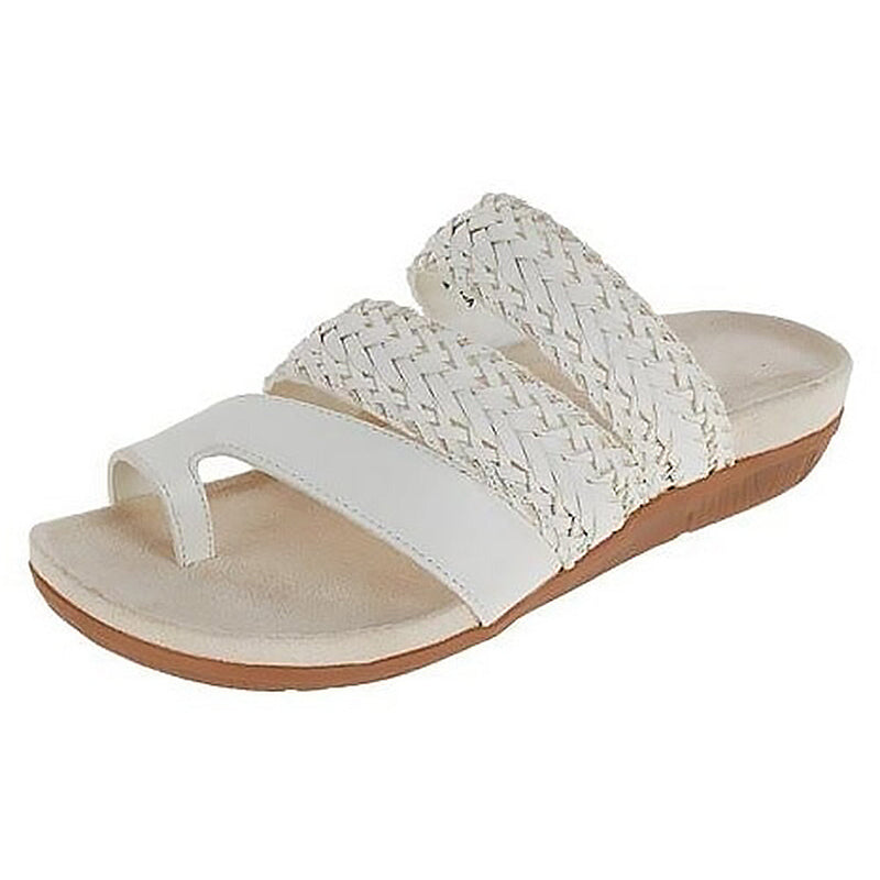 Eva - Orthopedische Gevlochten Cognac Slippers-Wit-35-State of Style
