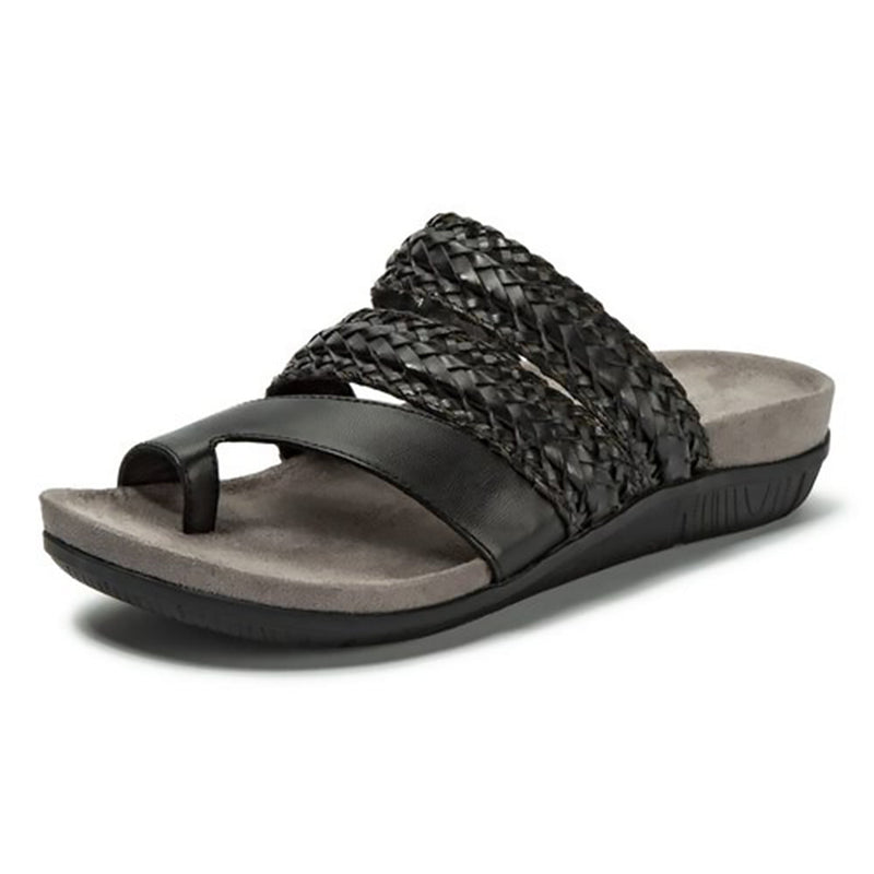 Eva - Orthopedische Gevlochten Cognac Slippers-Zwart-35-State of Style