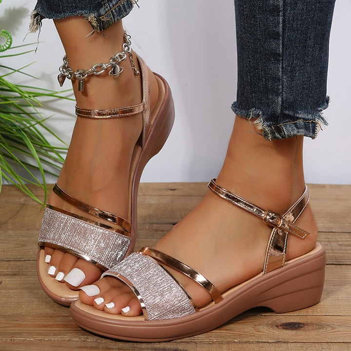 Eva - Orthopedische Glanzende Gouden Sandalen-Gouden-34-State of Style