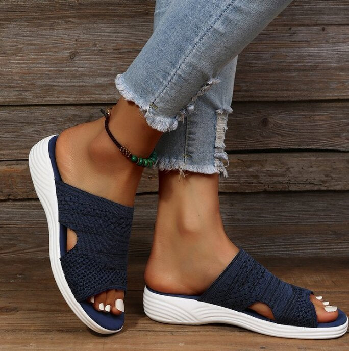 Eva - Orthopedische Marineblauwe Comfort Slippers-Marine-34-State of Style