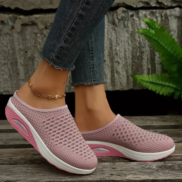 Eva - Orthopedische Marineblauwe Sleehak Slippers-Roze-36-State of Style