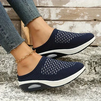 Eva - Orthopedische Marineblauwe Sleehak Slippers-Zwart-36-State of Style