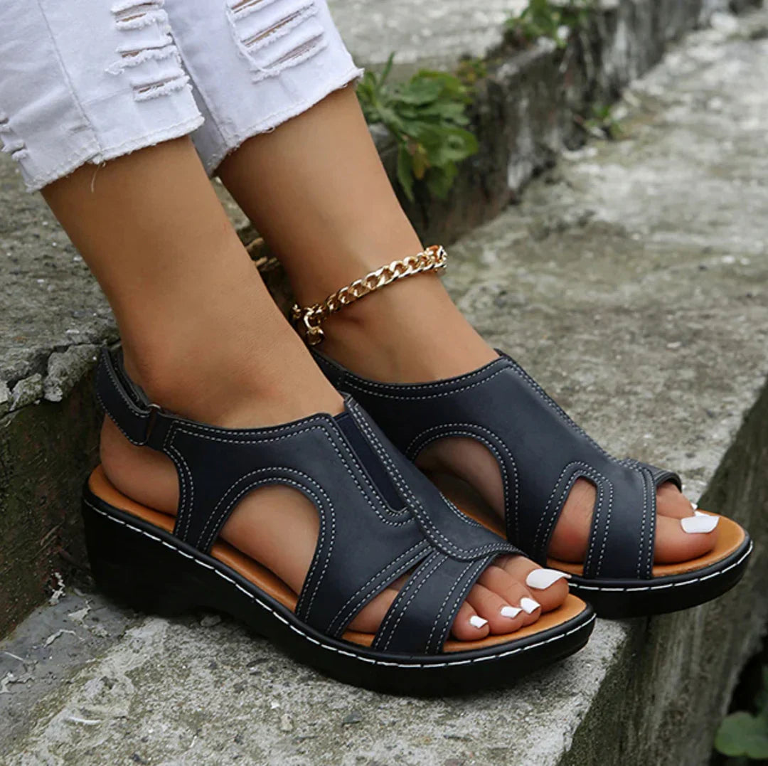 Eva - Orthopedische Zwarte Comfort Sandalen-Zwart-36-State of Style