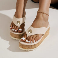 Eva - Orthopedische Zwarte Kurk Sleehak Slippers-Beige-35-State of Style