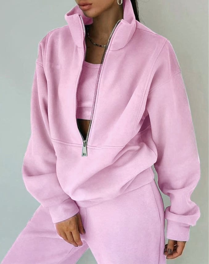 Evy Lounge Set | Cosy Fleece Combo-Pink-S-State of Style