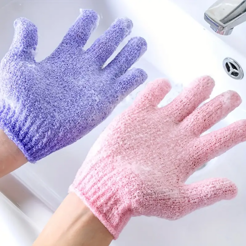 Exfoliating Bath Gloves - 2-Piece Set-Purple-State of Style