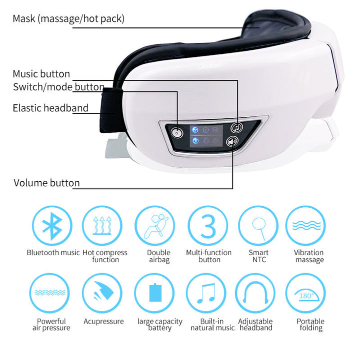 EYE MASSAGE DEVICE - AIR PRESSURE, VIBRATION & WARM COMPRESSION WITH BLUETOOTH MUSIC-State of Style