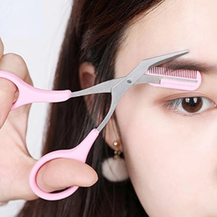 Eyebrow scissors with comb – TrimLuxe-Pink-State of Style
