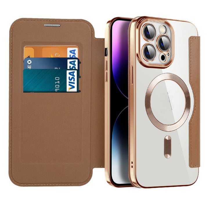 Leather Flip Case with Magnetic Adsorption & RFID Protection – Valtrix (1+1 FREE)