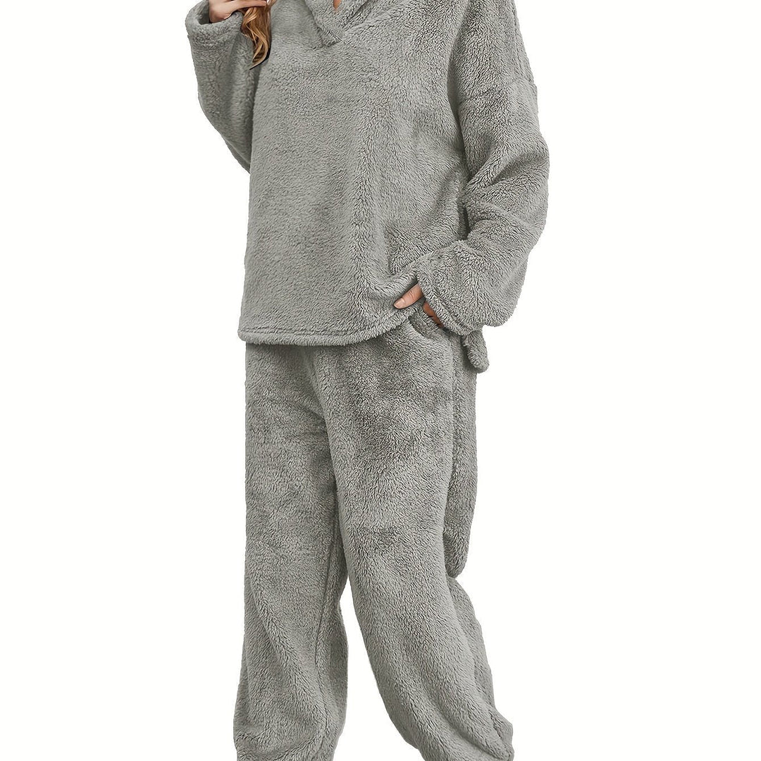 Warm Coral Fleece Women's Loungewear Set – Fenna