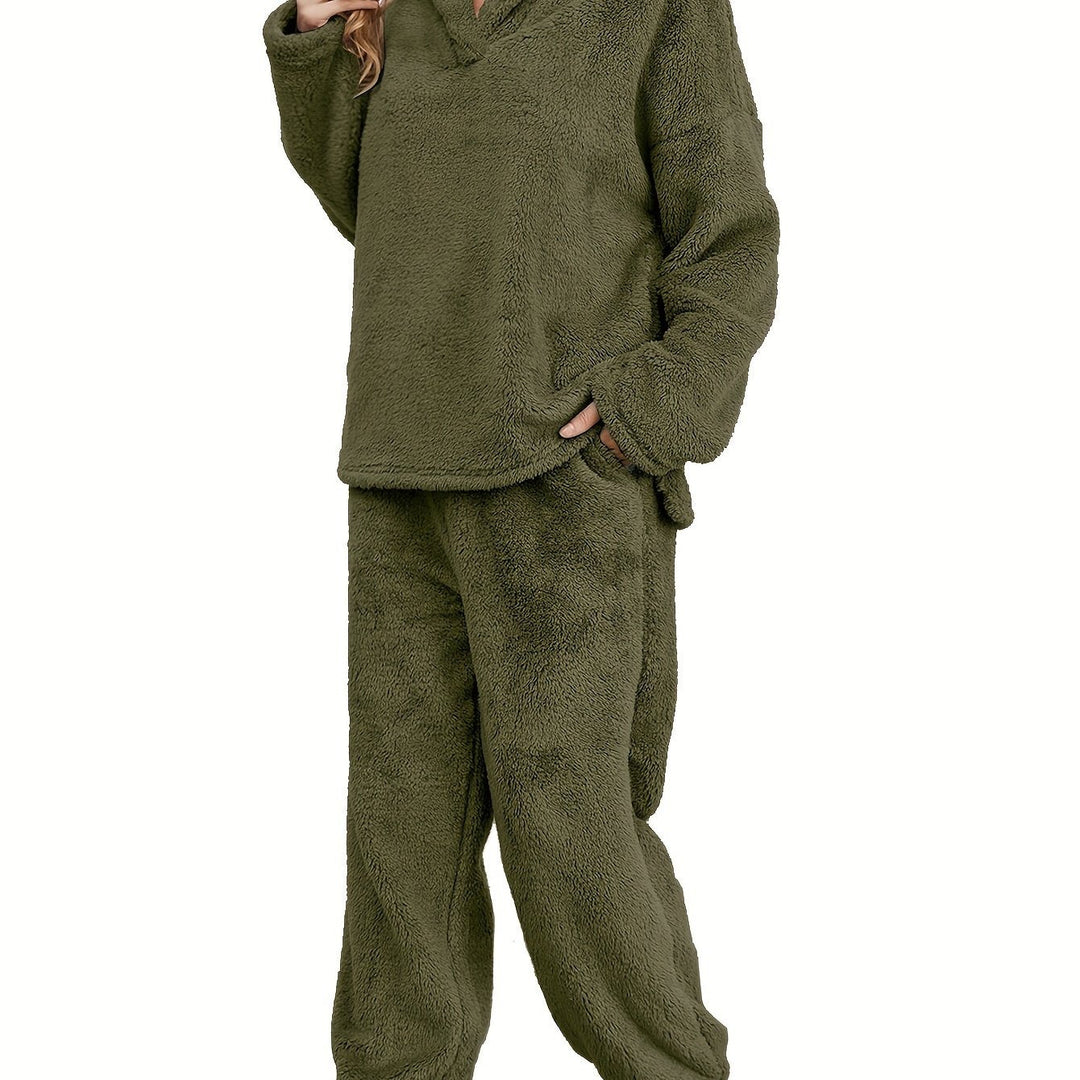 Warm Coral Fleece Women's Loungewear Set – Fenna