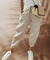 Fashionable and comfortable linen trousers for women - Sophia-Beige-XS-State of Style