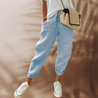 Fashionable and comfortable linen trousers for women - Sophia-Blue-XS-State of Style