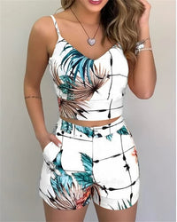 Fashionable And Comfy Crop Top And Shorts Set-White-S-State of Style