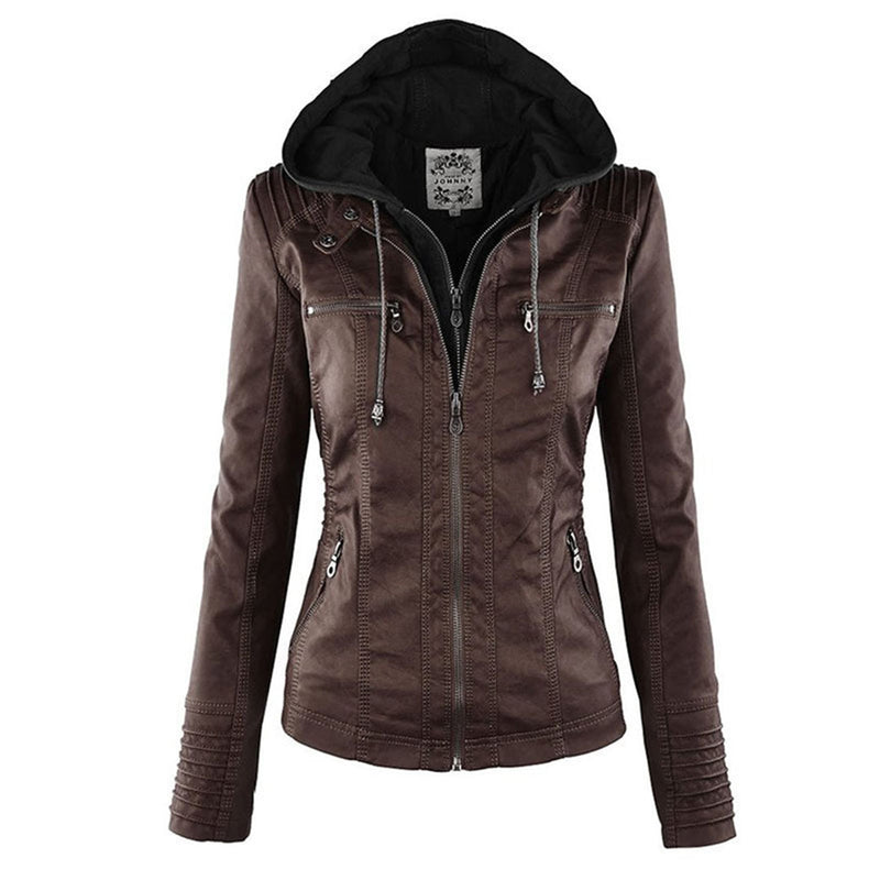 Fashionable Leather Jacket - Zara-Brown-S-State of Style