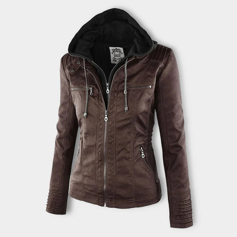 Fashionable Leather Jacket - Zara-Khaki-S-State of Style
