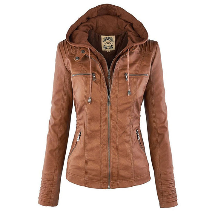 Fashionable Leather Jacket - Zara-Khaki-S-State of Style