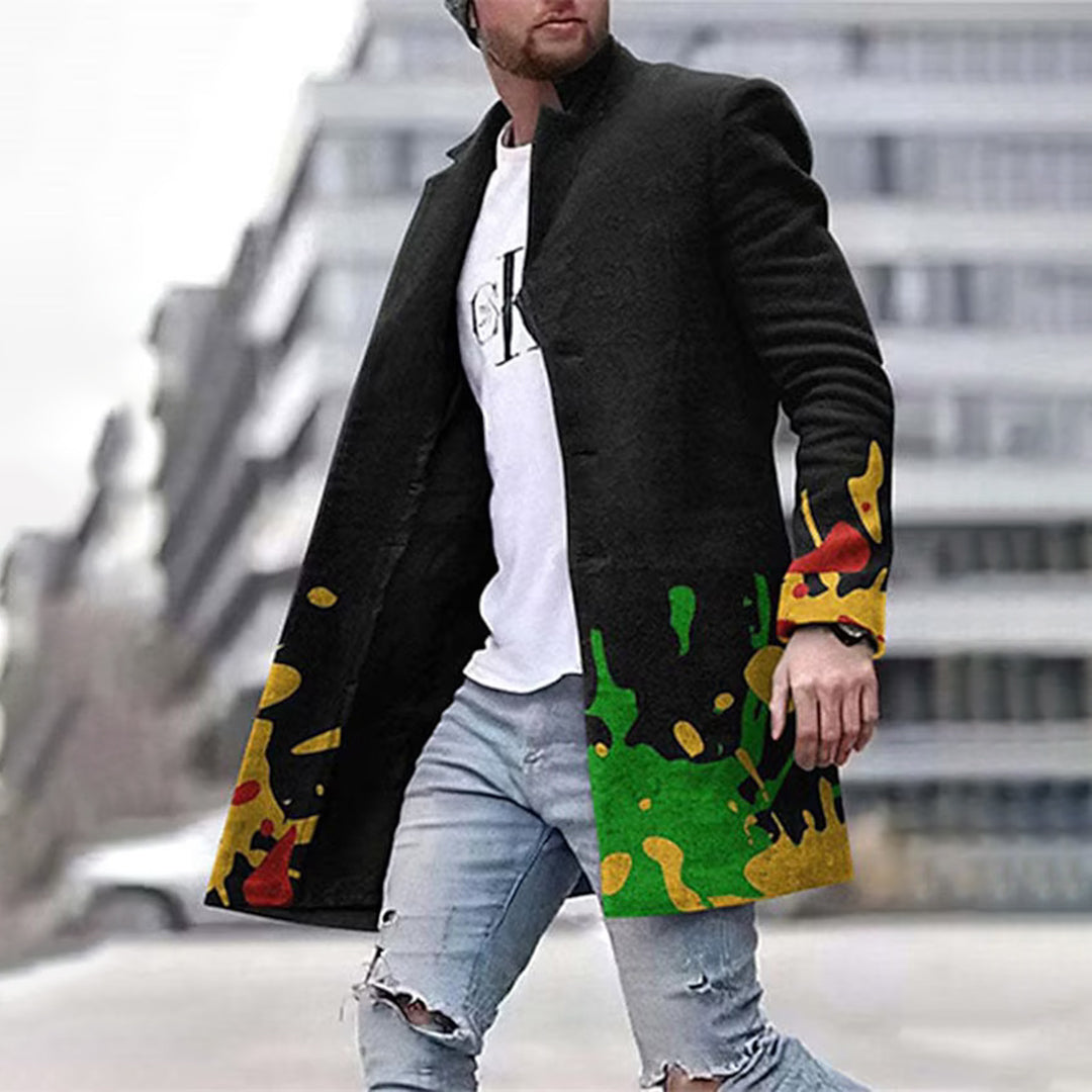 Fashionable Men's Coat with Unique Pattern - Laurent-Green-S-State of Style