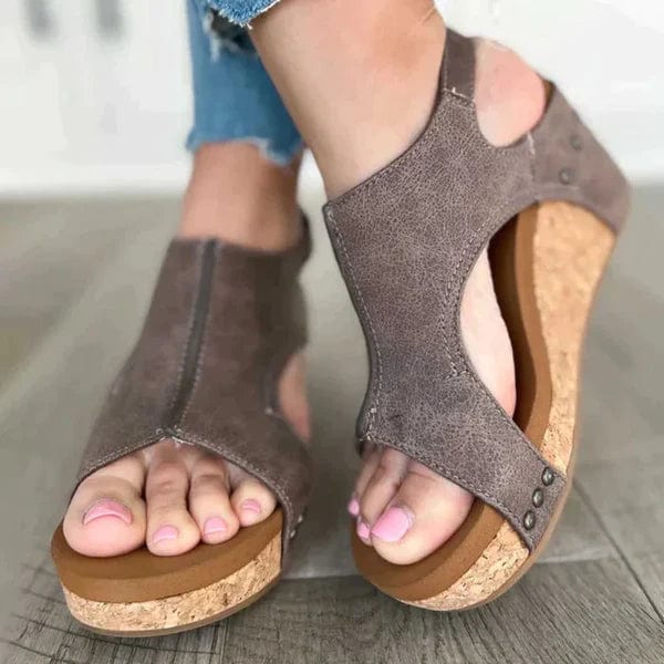 Fashionable Orthopaedic Women's Wedge Sandals - Lara Wegner-Taupe-3.0-State of Style