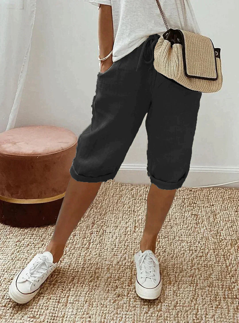 Fashionable summer linen women's trousers - Lina-Black-XS-State of Style