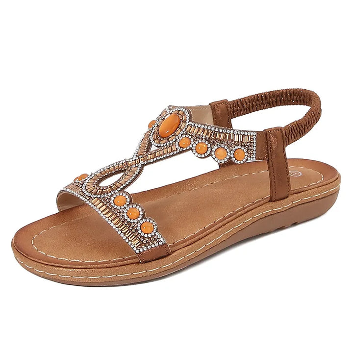 Fashionable women's sandals with rhinestones and glitter – summer shoes for parties and leisure.-Camel-3.5-State of Style