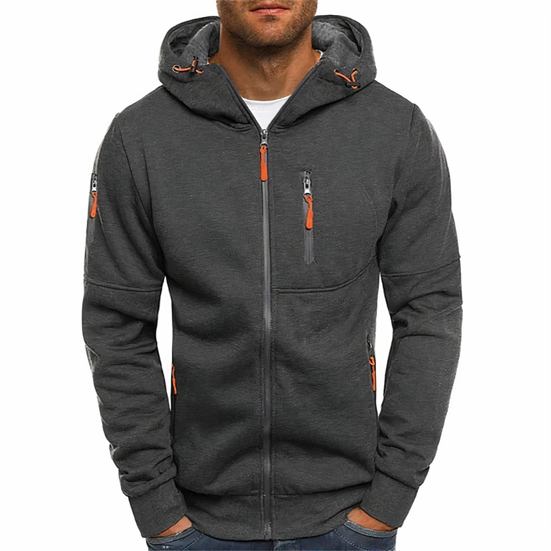Fashionable zip-up hoodie - Markus-Dark Grey-S-State of Style