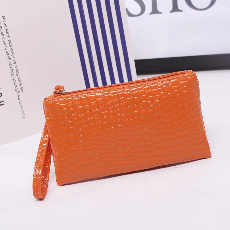 Fashionista's Crocodile Wristlet Bag-Orange-State of Style